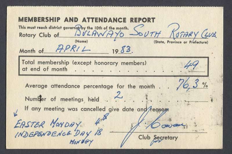 Zimbabwe - Post Card - Rotary Club