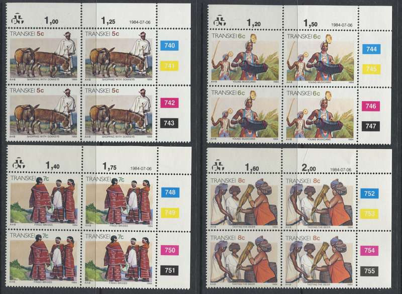 Transkei - Set Of 17 Original Printing Control Blocks Of 4 - 1984 - MNH
