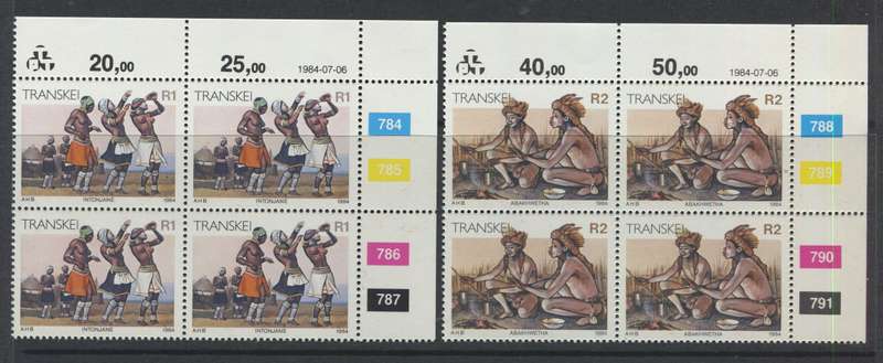 Transkei - Set Of 17 Original Printing Control Blocks Of 4 - 1984 - MNH