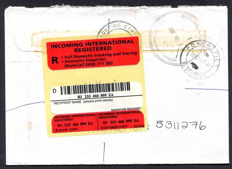 Botswana - Small Size Registered Cover