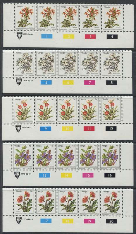 Venda - Set Of 17 Original Printing Control Strips Of 5 - 1979 - MNH
