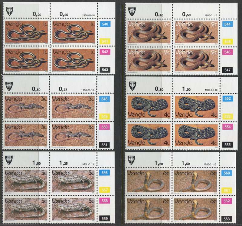 Venda - Set Of 17 Original Printing Control Blocks Of 4 - 1986 - MNH