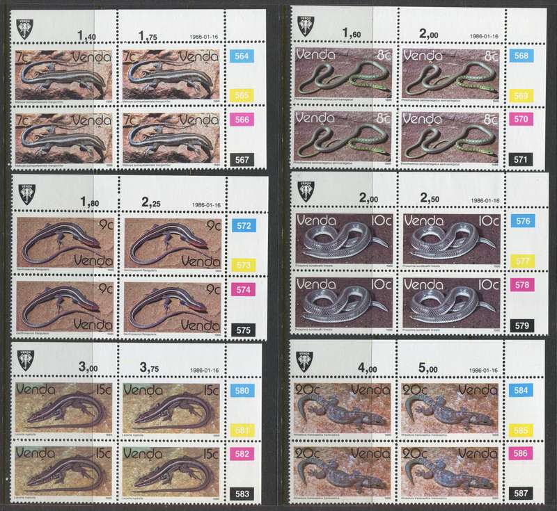 Venda - Set Of 17 Original Printing Control Blocks Of 4 - 1986 - MNH