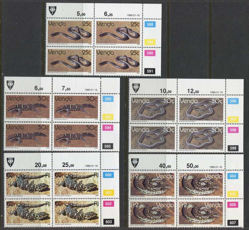 Venda - Set Of 17 Original Printing Control Blocks Of 4 - 1986 - MNH