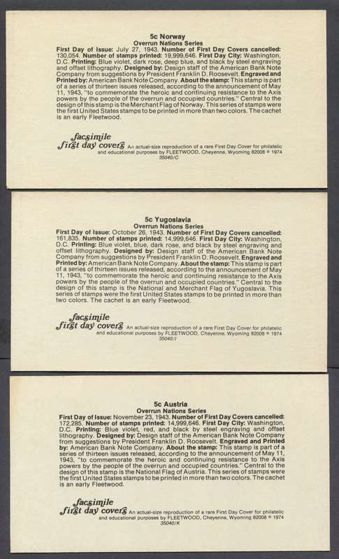 USA - 13 Facsimile Cards