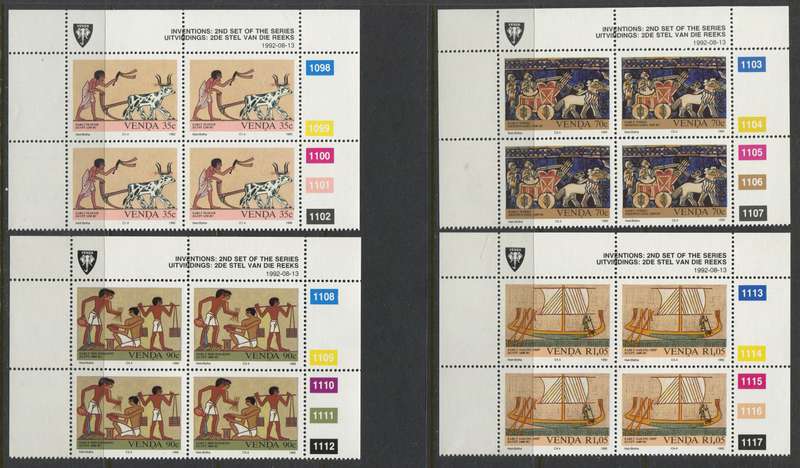 Venda - Set Of 4 Control Blocks Of 4 - 1992 - MNH