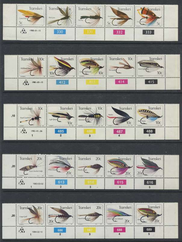 Transkei - Set of 5 Control Strips of 5 - 1980/84 - MNH