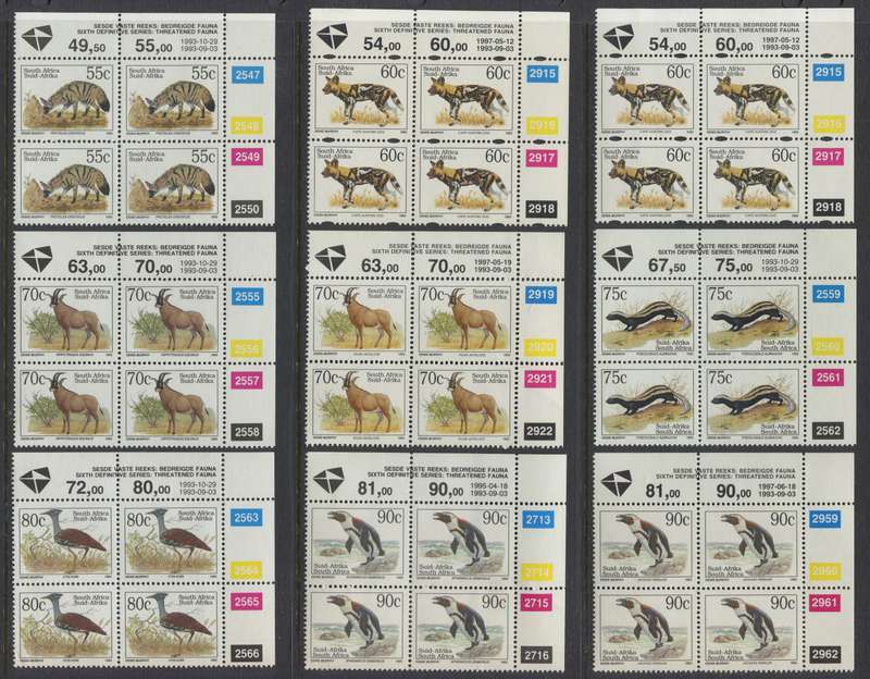 RSA - 28 Reprint Control Blocks of 4 - 1993/7 - MNH