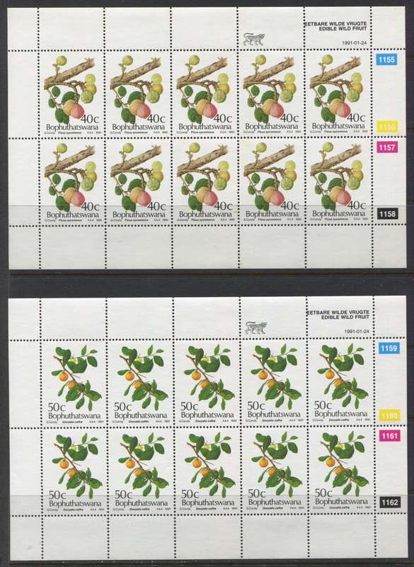 Bophuthatswana - Set of 4 Full Sheets of 10 - 1991 - MNH - Some Toning