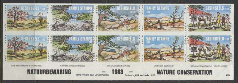 RSA - Family Stamps - Sheet of 10 - 1983 - MNH