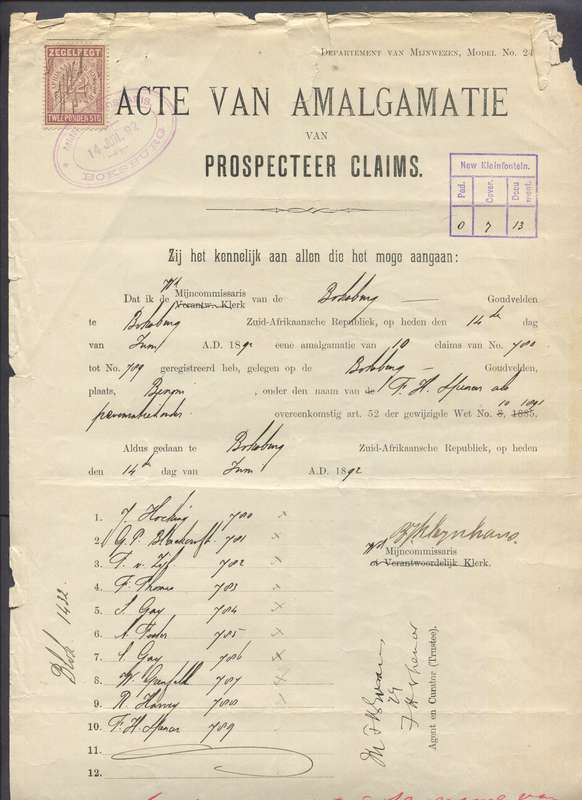 Transvaal - 3 Documents in Document Cover - Mining