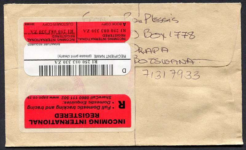 Botswana - Small Size Registered Cover