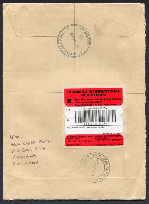 Botswana - B5 Size Registered Cover