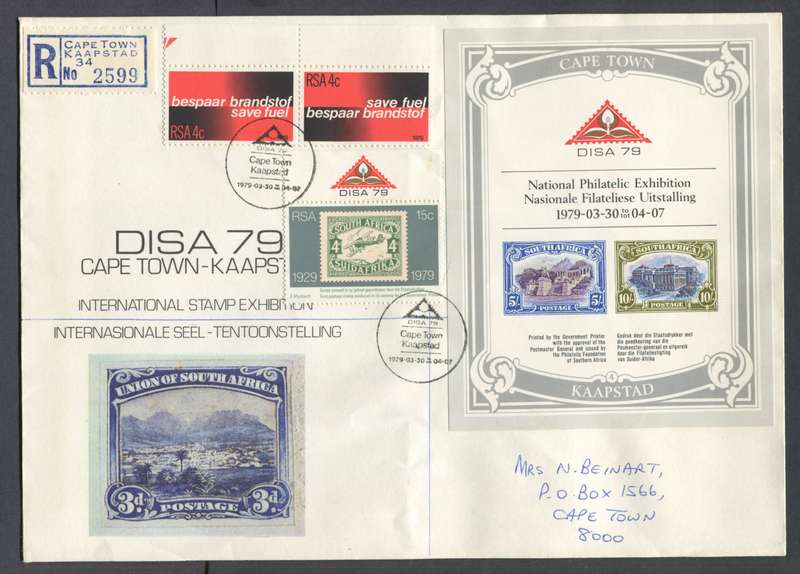 RSA - Registered Cover with Cinderella Miniature Sheet Posted at the Exhibition - Cape Town