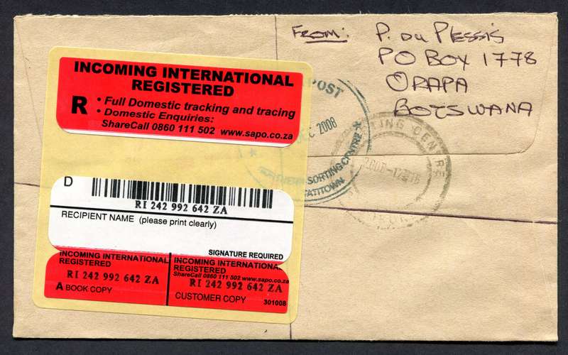 Botswana - Small Size Registered Cover