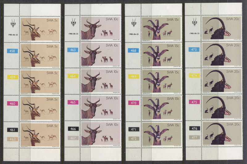 SWA - Set of 4 Control Strips Of 5 - 1980 - MNH