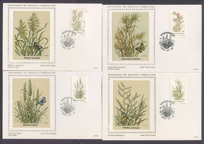 Bophuthatswana - Set of 4 Silk Maxi Cards - 1984