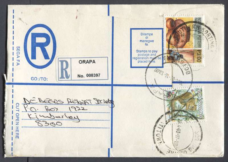 Botswana - Small Registered  Cover