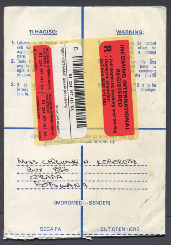Botswana - Small Registered  Cover