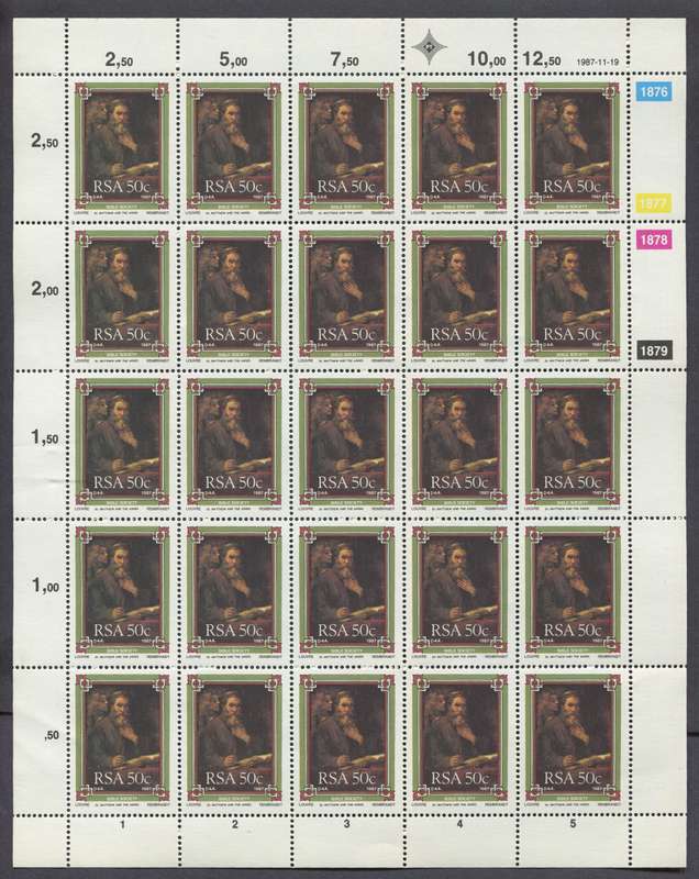 RSA - Set of 3 Full Sheets of 25 - 1987 - MNH - 16c To Large For Scanner