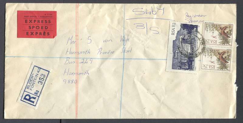 RSA - Cover Registered At Bloemfontein Post Office - Express