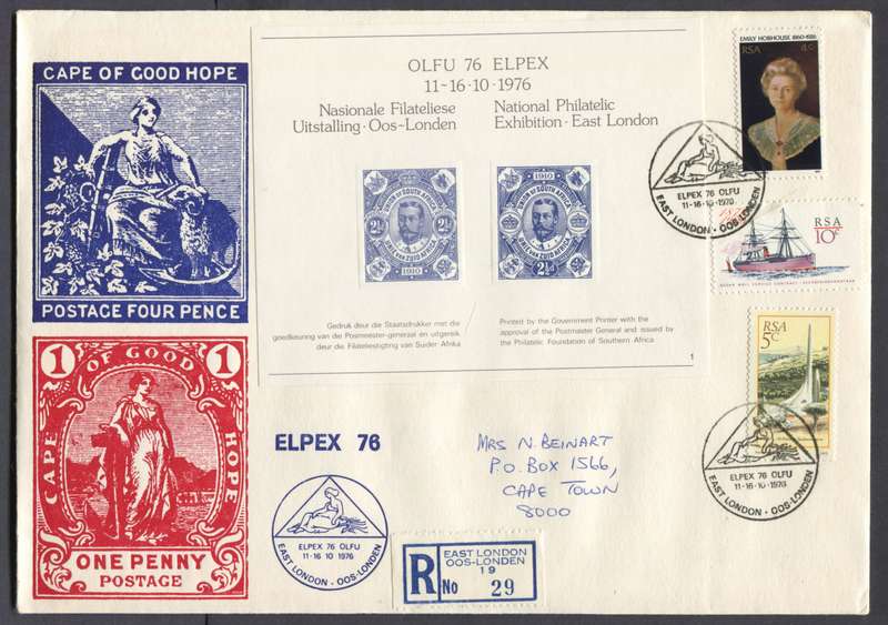 RSA - Registered Cover with Cinderella Miniature Sheet Posted at the Exhibition - East London