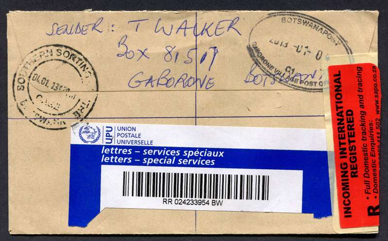 Botswana - Small Size Registered Cover