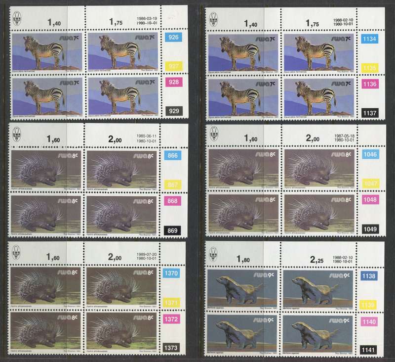 SWA - Control Strips/Blocks - All Reprints and Additional Values And There Reprints - 1980/89 - MNH