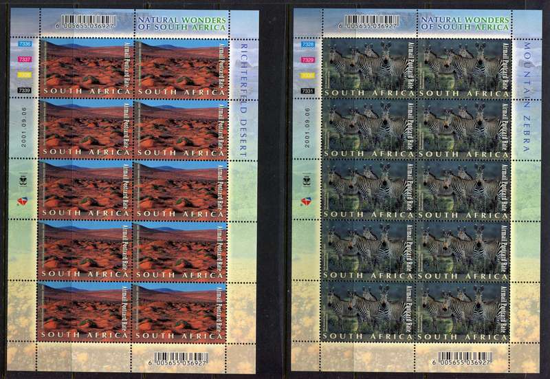 RSA - Set of 10 Sheets of 10 - 2001 - MNH