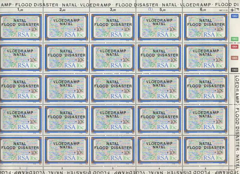 RSA - Set of 3 Full Sheets (2 of 25 + 1 of 100) - 1987/8 - MNH - 16c B/C To Large For Scanner