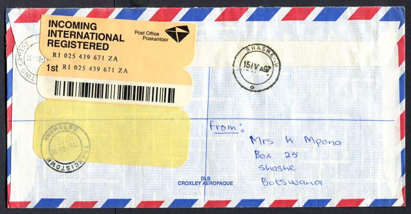 Botswana - "Maxi" Size Registered Cover