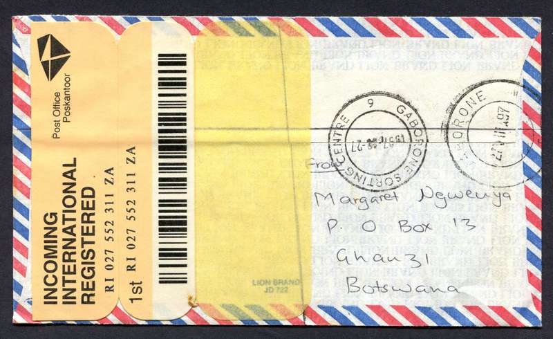 Botswana - Small Size Registered Cover