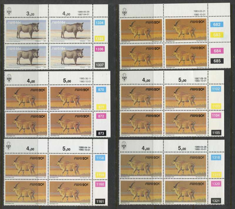 SWA - Control Strips/Blocks - All Reprints and Additional Values And There Reprints - 1980/89 - MNH
