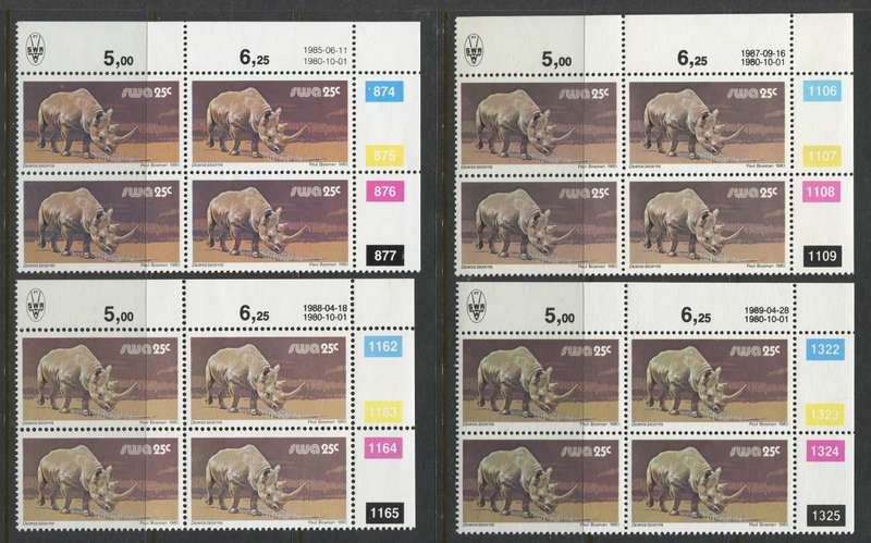 SWA - Control Strips/Blocks - All Reprints and Additional Values And There Reprints - 1980/89 - MNH