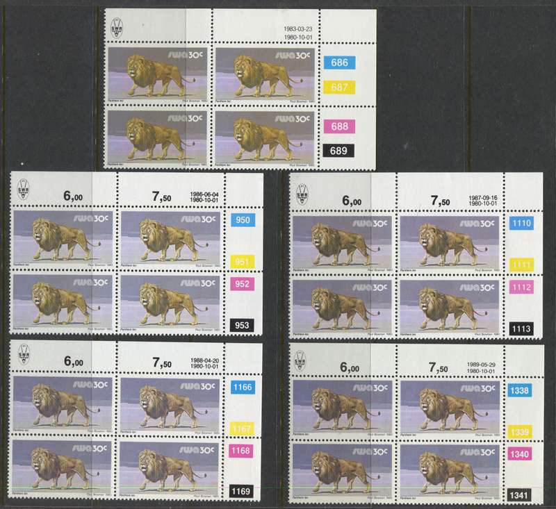 SWA - Control Strips/Blocks - All Reprints and Additional Values And There Reprints - 1980/89 - MNH