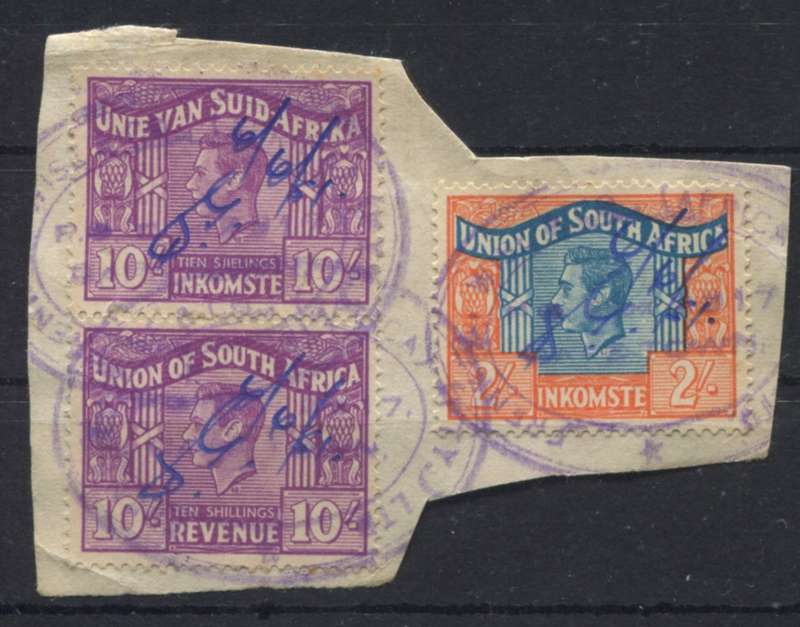 Union of SA - Revenue - Used on Piece - 2/-  Language Error 10/-  Pair