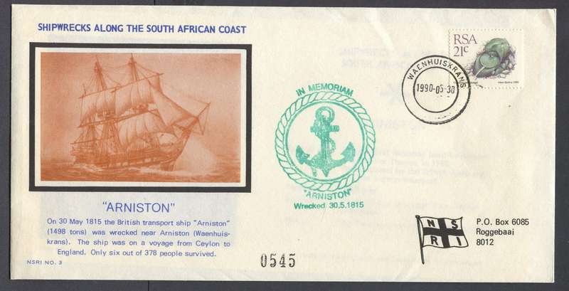 RSA - Shipwrecks - Commemorative Cover - no 3