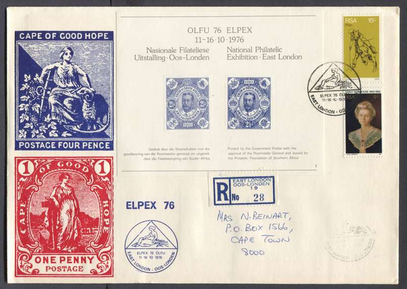 RSA - Registered Cover with Cinderella Miniature Sheet Posted at the Exhibition - East London