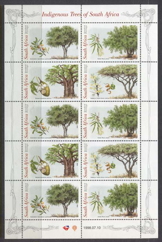 RSA - Full Sheet of 10 - 1998  - MNH