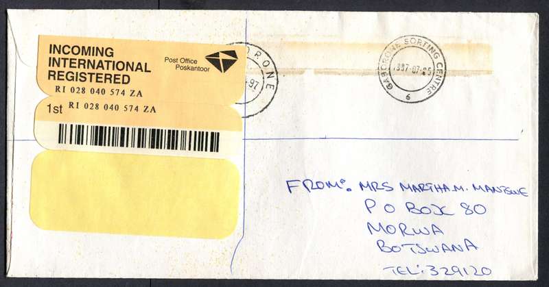 Botswana - "Maxi" Size Registered Cover