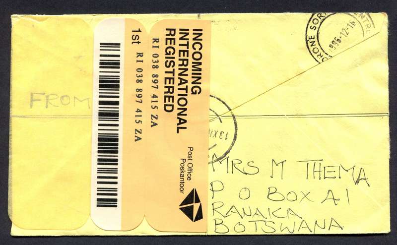 Botswana - Small Size Registered Cover