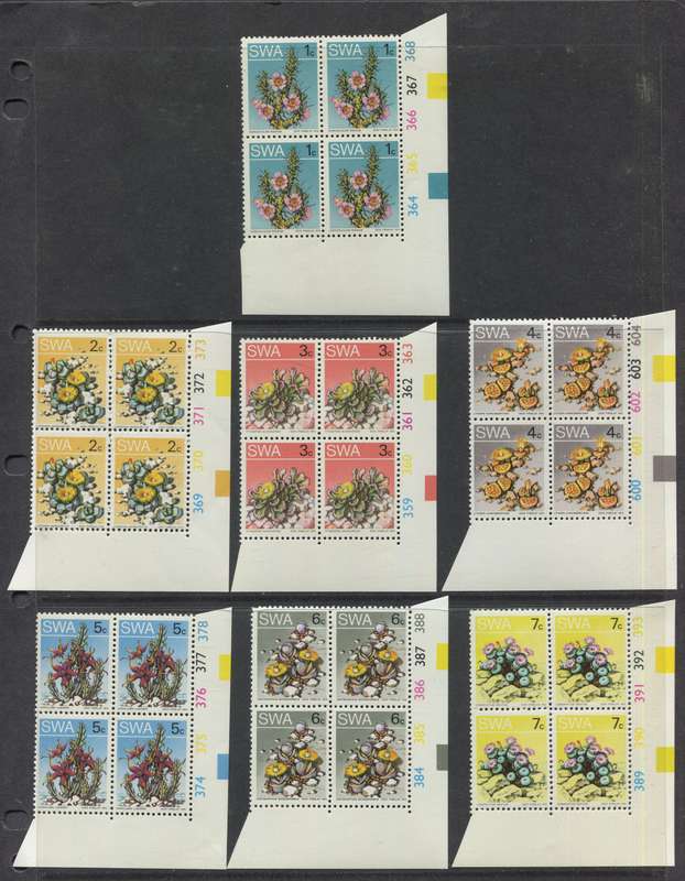 SWA - Basic Set of 16 Control Blocks Of 4 - 1973 - MNH - 20c With Extra Cactus Variety