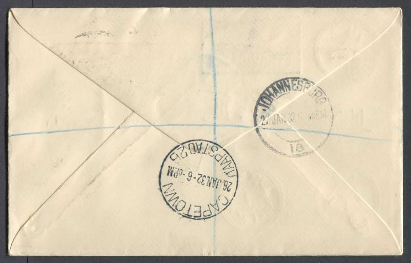 Union of SA - Flight Cover From Cape Town to Johannesburg