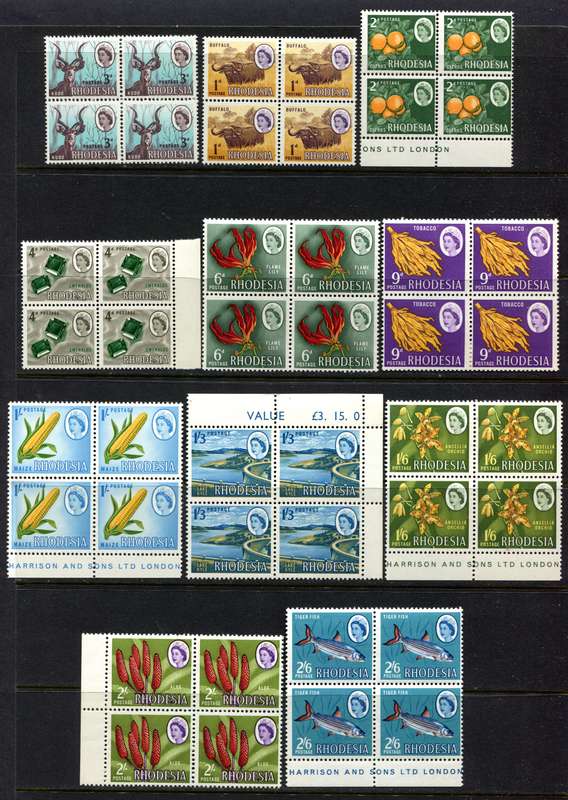 Rhodesia - Set of 14 Blocks of 4 - 1966 - MNH