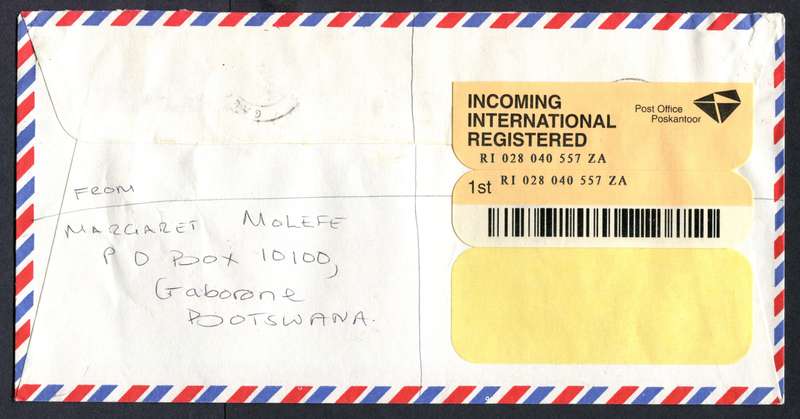 Botswana - "Maxi" Size Registered Cover
