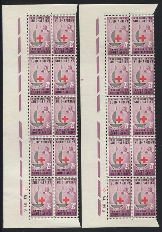 RSA - 4 Control  Blocks Of 10 - Watermark Reversed - 1963 - MNH