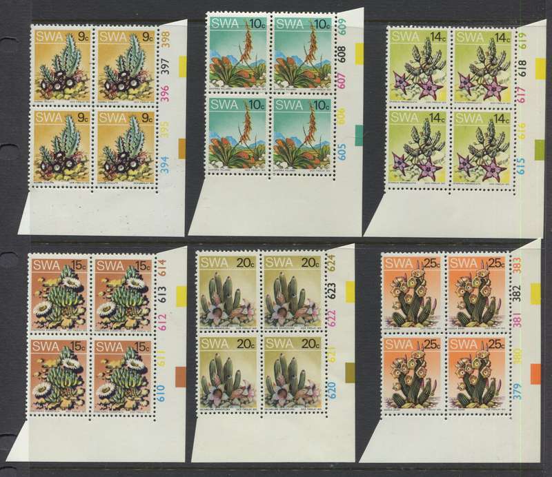 SWA - Basic Set of 16 Control Blocks Of 4 - 1973 - MNH - 20c With Extra Cactus Variety