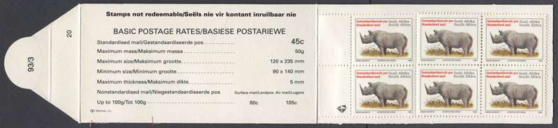 RSA - Booklet - 1993 - "93/3 20" - MNH