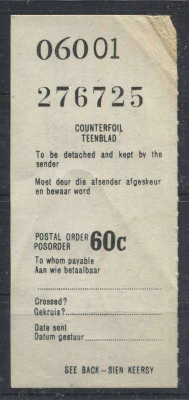 RSA - Postal Order Counterfoil