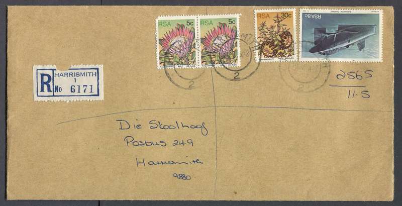 RSA - Cover Registered At Harrismith Post Office